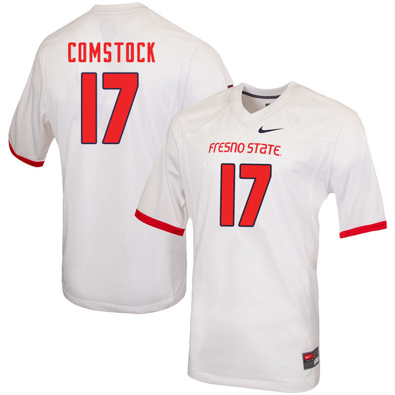 Men #17 Steven Comstock Fresno State Bulldogs College Football Jerseys Sale-White - Click Image to Close